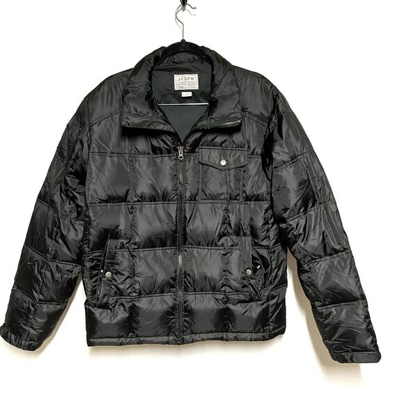 J. Crew Expedition Black Down Puffer Jacket Mens L - Picture 2 of 7
